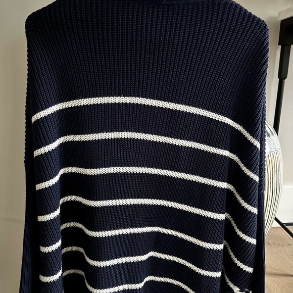 Athleta Sweater Womens XXS Navy Stripe Peaceful Wrap Chunky Oversized Cardigan - Picture 11 of 12